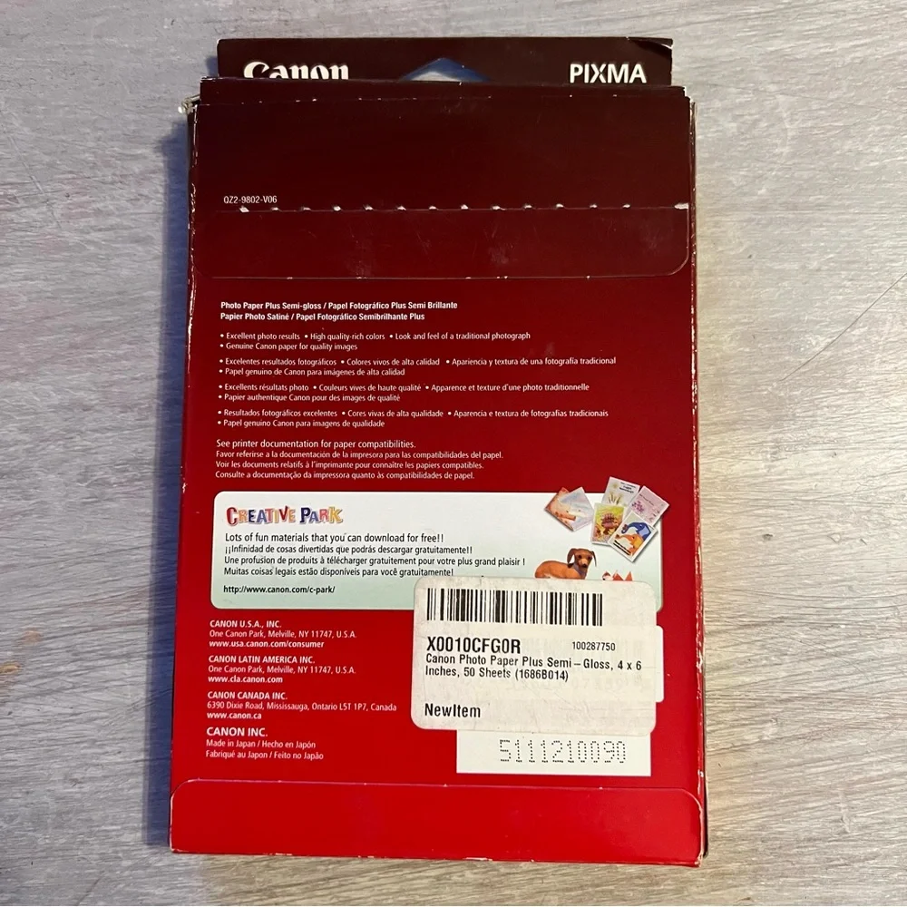Canon Photo Paper Plus Semi-Gloss 4x6 -50 sheets new unopened